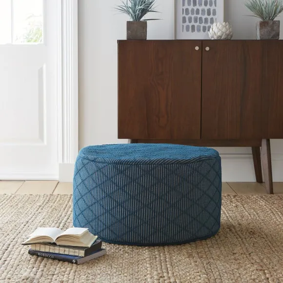 Tufted Diamond Pouffe - Navy, Cotton image