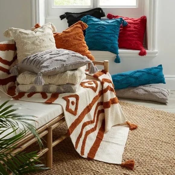 Tufted Draught Excluder - Teal, Cotton