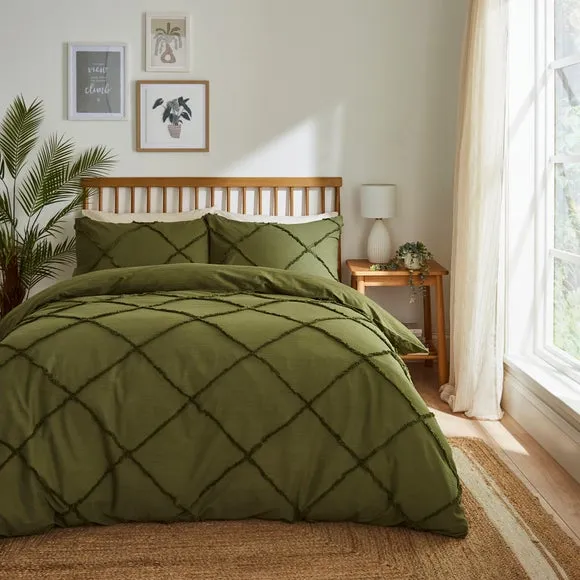 Tufted Duvet Cover Set - Olive, Cotton image