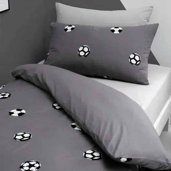 Tufted Football Duvet Cover Set - Grey