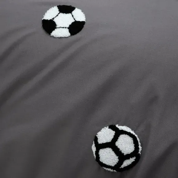 Tufted Football Duvet Cover Set - Grey