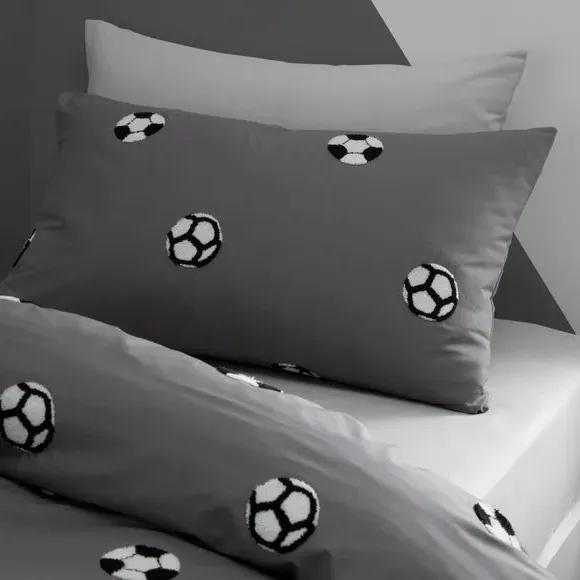 Tufted Football Duvet Cover Set - Grey