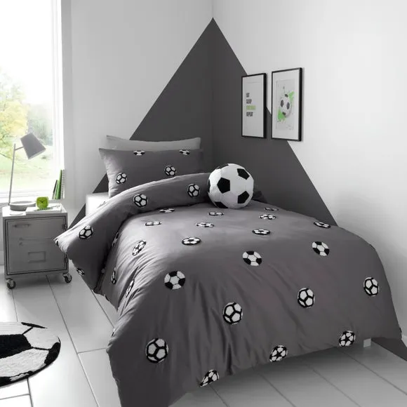 Tufted Football Duvet Cover Set - Grey