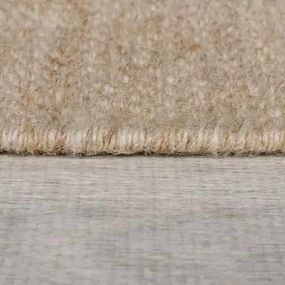 Tufted Rug with Fringed Edges - Natural, Wool