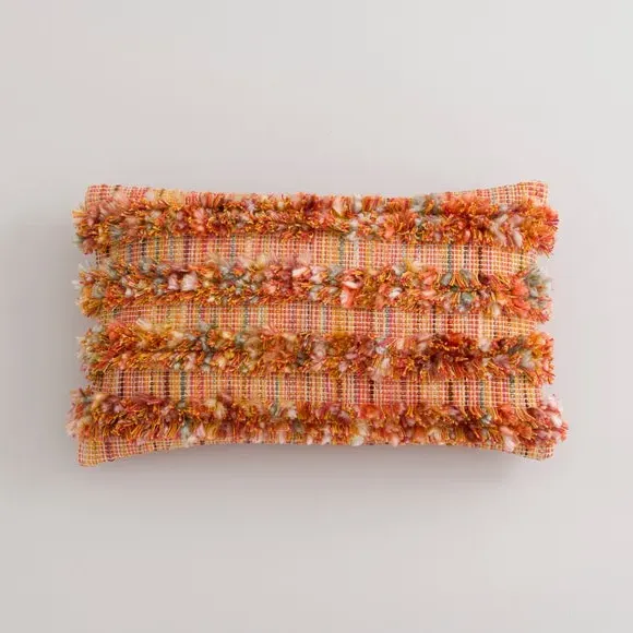 Tufted Stripe Cushion - Orange, Cotton