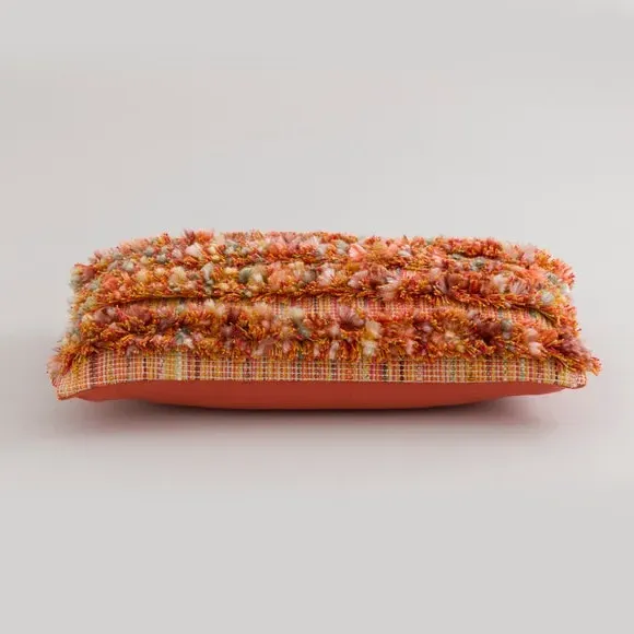 Tufted Stripe Cushion - Orange, Cotton