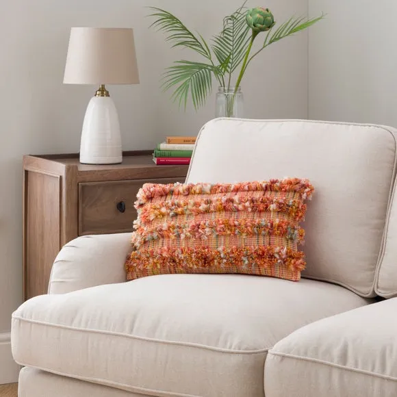 Tufted Stripe Cushion - Orange, Cotton