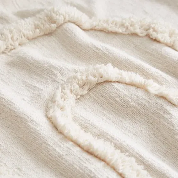 Tufted Throw Blanket with Tassels - Natural, Cotton