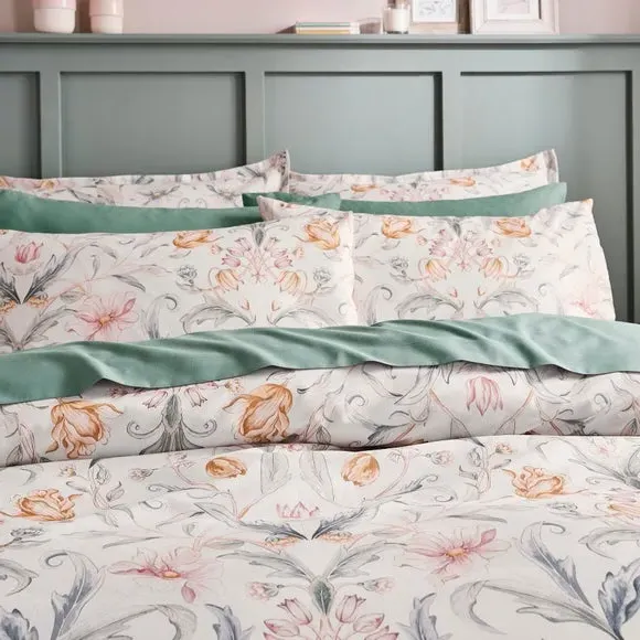 Tulip Floral Duvet Cover Set - Natural, Cotton