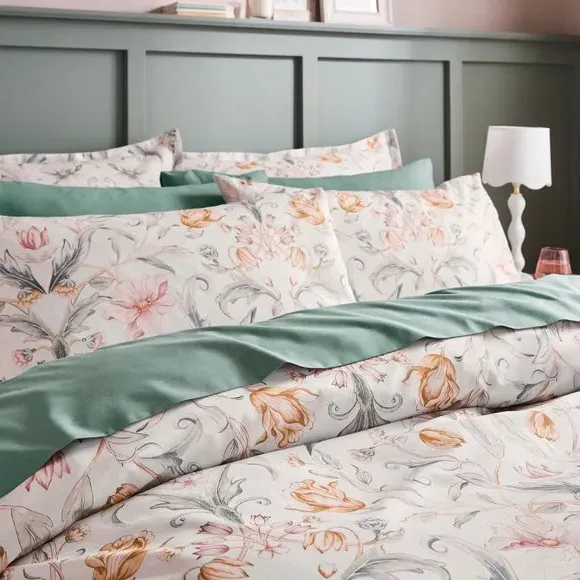 Tulip Floral Duvet Cover Set - Natural, Cotton