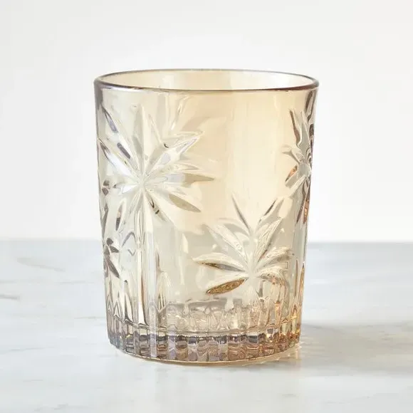 Tumbler Glass with Palm Pattern - Amber, Glass image