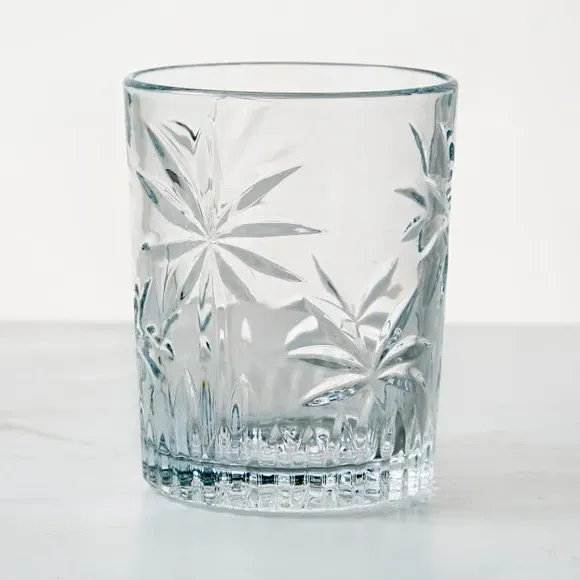 Tumbler Glass with Palm Pattern - Clear image