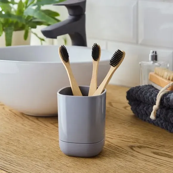 Tumbler Toothbrush Holder - Grey, Plastic