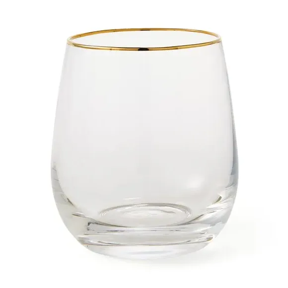 Tumbler with Gold Band - Clear, Glass