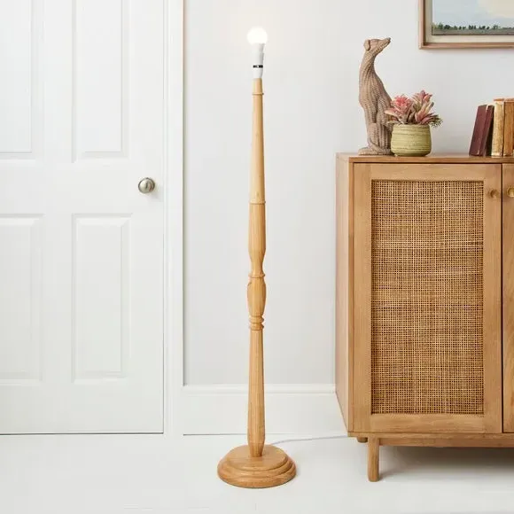 Turned Floor Lamp Base - Natural, Wood image