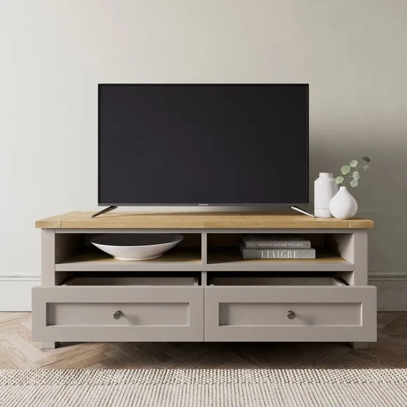 TV Unit with Storage - Stone, Oak Effect