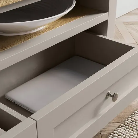 TV Unit with Storage - Stone, Oak Effect