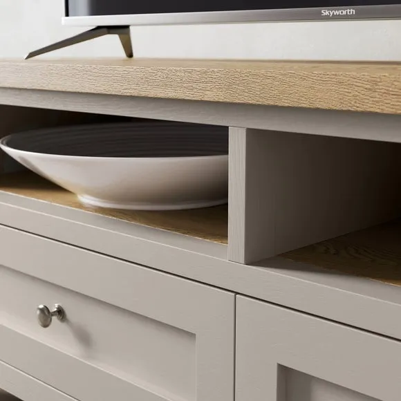 TV Unit with Storage - Stone, Oak Effect