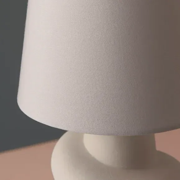 Twirl Table Lamp with Linen Shade - Off-White
