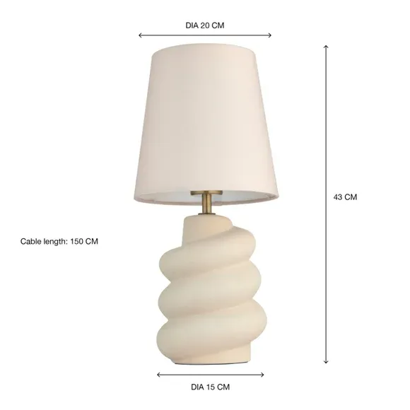 Twirl Table Lamp with Linen Shade - Off-White