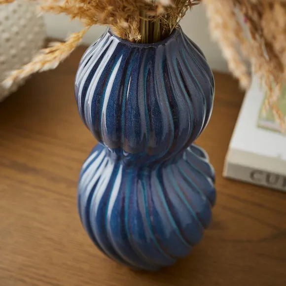 Twist Ceramic Vase - Blue, Ceramic