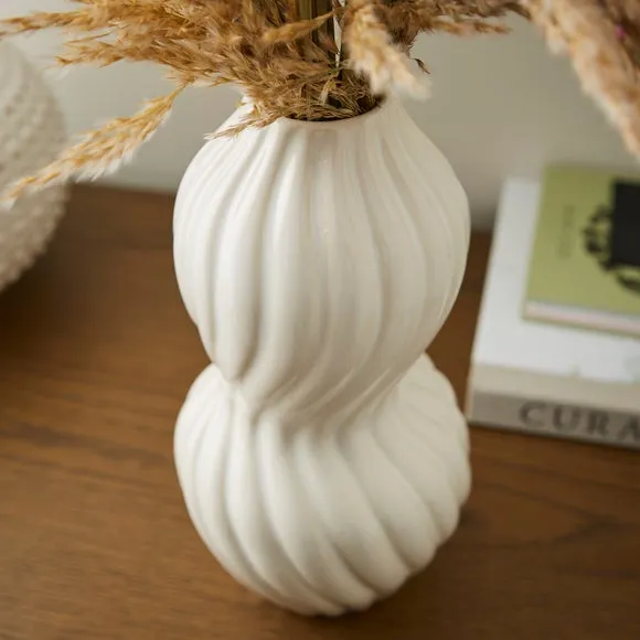 Twist Ceramic Vase - White, Ceramic