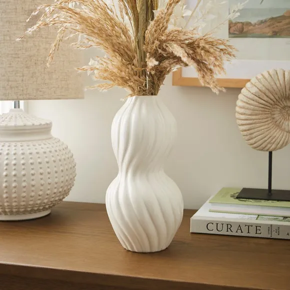 Twist Ceramic Vase - White, Ceramic