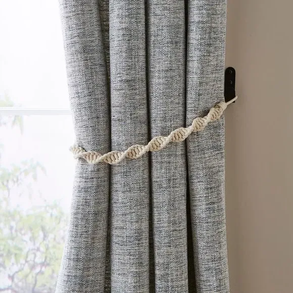 Twist Curtain Tieback - Natural, Macrame