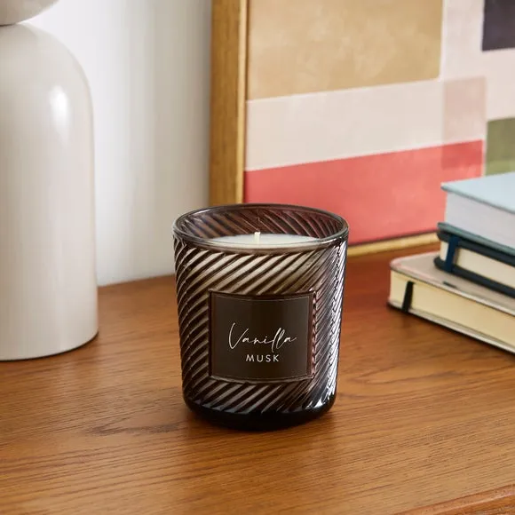 Twist Glass Candle - Grey, Vanilla Musk