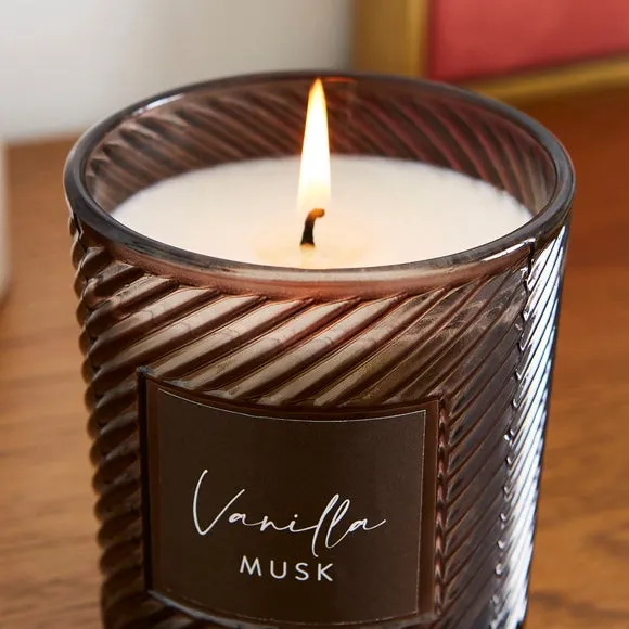 Twist Glass Candle - Grey, Vanilla Musk