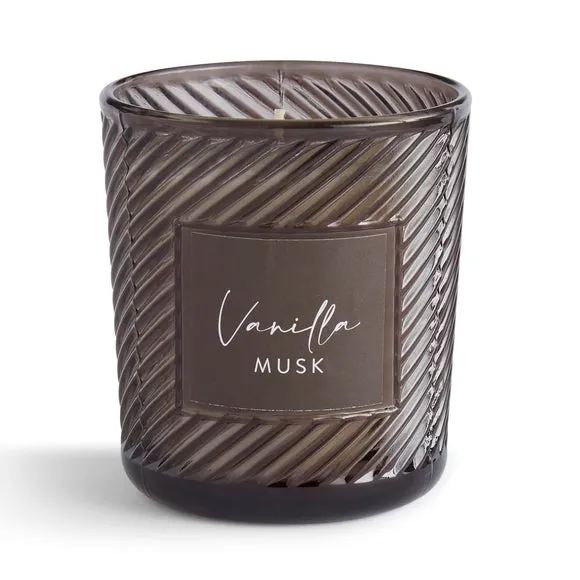 Twist Glass Candle - Grey, Vanilla Musk