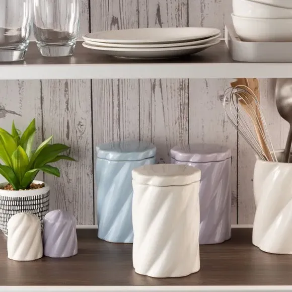 Twisted Kitchen Canister - White, Stoneware
