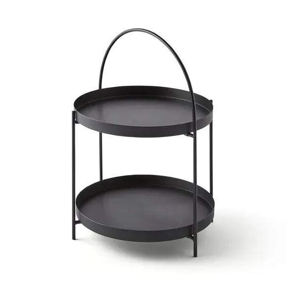 Two Tier Folding Serving Stand - Black, Iron