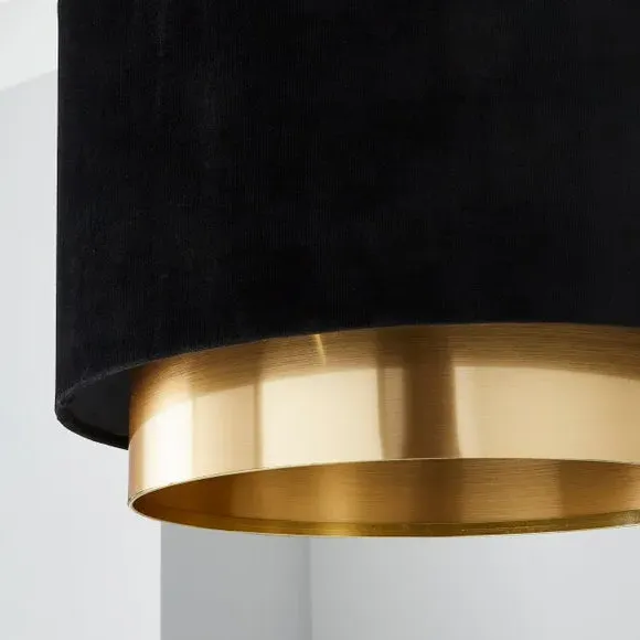 Two Tier Lamp Shade - Black, Velvet