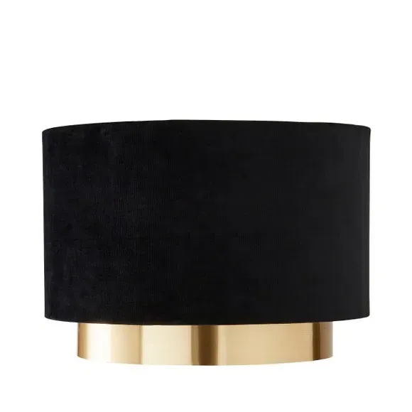 Two Tier Lamp Shade - Black, Velvet