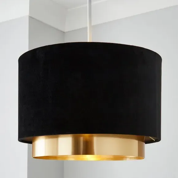 Two Tier Lamp Shade - Black, Velvet image