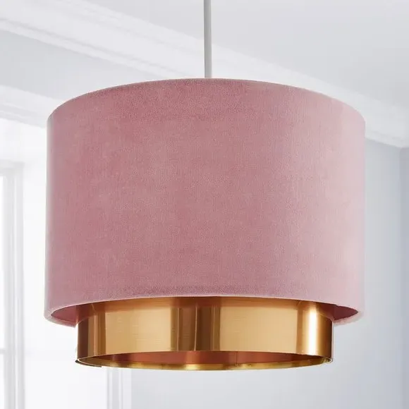Two Tier Lamp Shade - Blush, Velvet
