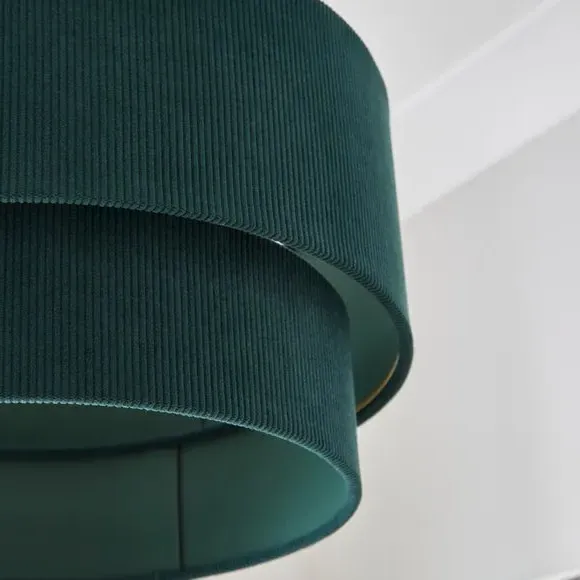 Two-Tier Lamp Shade - Bottle Green, Corduroy