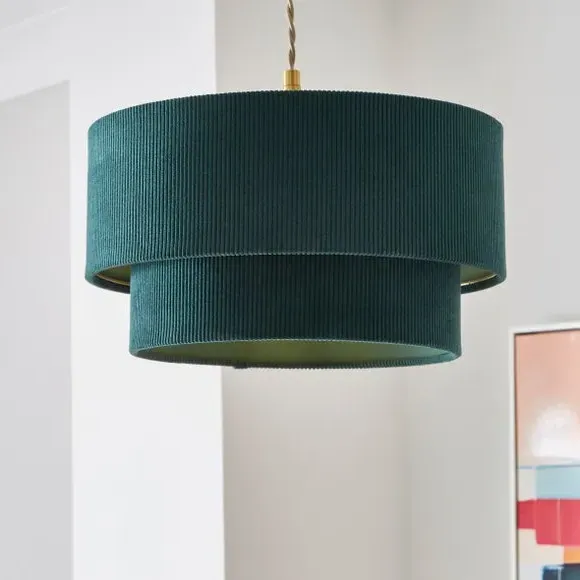 Two-Tier Lamp Shade - Bottle Green, Corduroy image