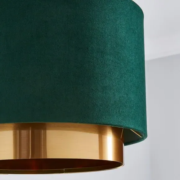 Two Tier Lamp Shade - Bottle Green, Velvet