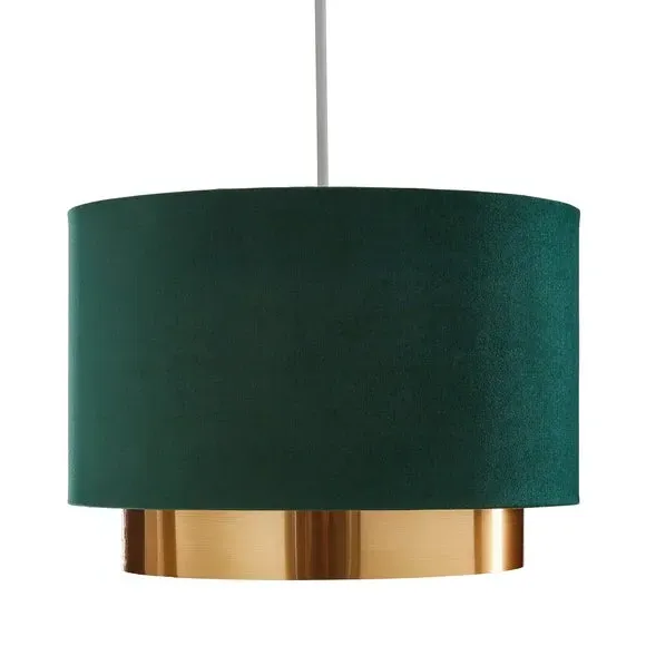 Two Tier Lamp Shade - Bottle Green, Velvet