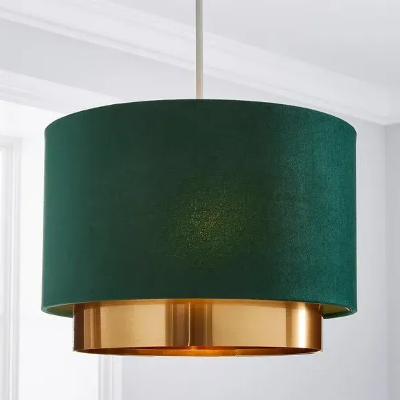 Two Tier Lamp Shade - Bottle Green, Velvet