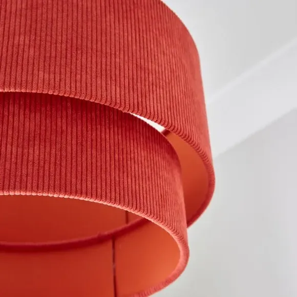 Two-Tier Lamp Shade - Burnt Orange, Corduroy
