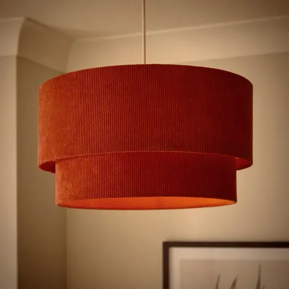 Two-Tier Lamp Shade - Burnt Orange, Corduroy