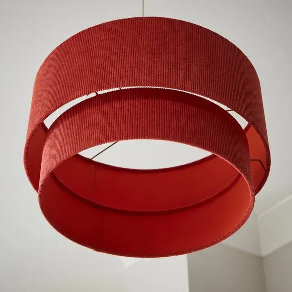 Two-Tier Lamp Shade - Burnt Orange, Corduroy