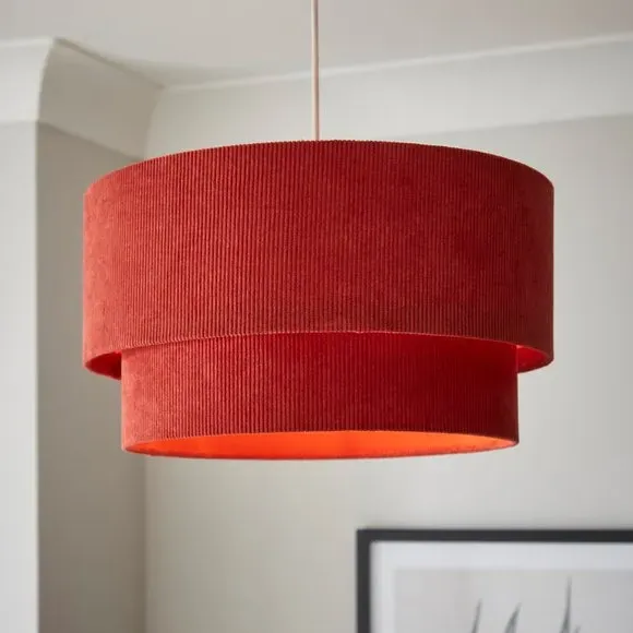 Two-Tier Lamp Shade - Burnt Orange, Corduroy