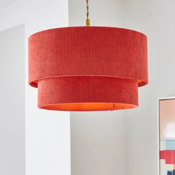 Two-Tier Lamp Shade - Burnt Orange, Corduroy