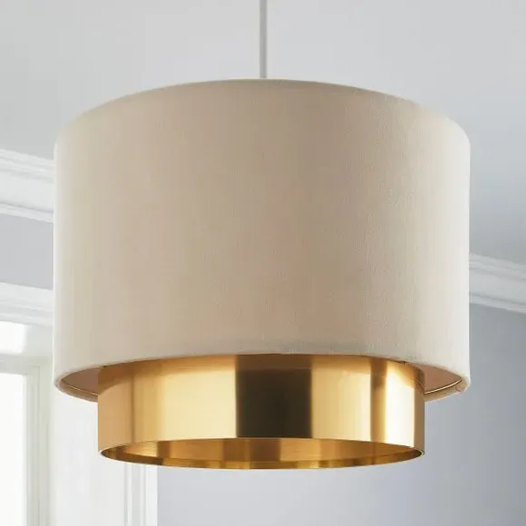 Two Tier Lamp Shade - Cream, Velvet
