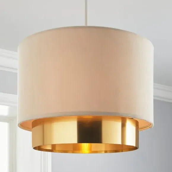 Two Tier Lamp Shade - Cream, Velvet