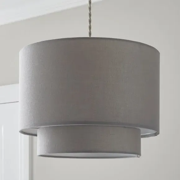 Two Tier Lamp Shade - Dove, Polycotton